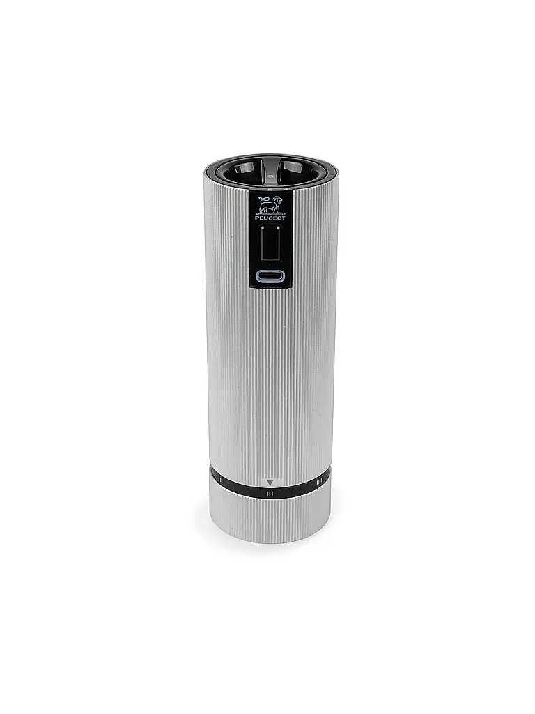 PEUGEOT | Juego de molinillos eléctricos recargables de sal y pimienta de 15 cm ELECTRIC-DUO LINE Carbon Alu | Gris