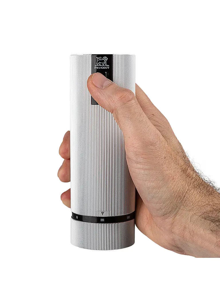 PEUGEOT | Juego de molinillos eléctricos recargables de sal y pimienta de 15 cm ELECTRIC-DUO LINE Carbon Alu | Gris