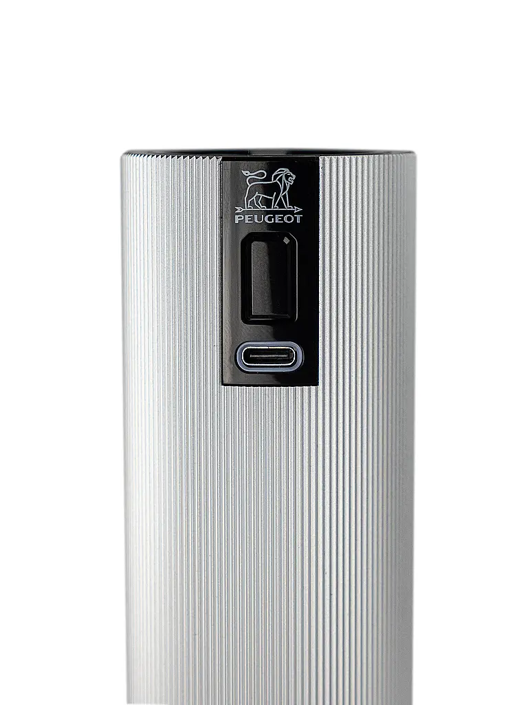 PEUGEOT | Juego de molinillos eléctricos recargables de sal y pimienta de 15 cm ELECTRIC-DUO LINE Carbon Alu | Gris