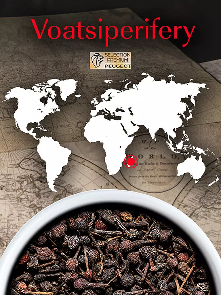 PEUGEOT | Pimienta salvaje Voatsiperifery Madagascar 3x20g | Negro