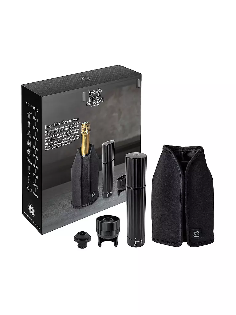 PEUGEOT | Set de 2 piezas Bomba de vacío Duo/Frizz FRESH N PRESERVE negro | Negro