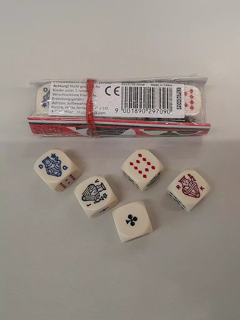PIATNIK | Dados de póquer, 5 unidades | Blanco