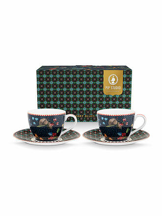 PIP STUDIO | Juego de 2 tazas de espresso con platillo BERRY BLUES 120ml Azul
