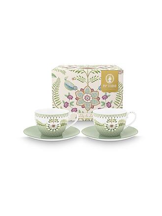 PIP STUDIO | Juego de 2 tazas de capuchino con platillos LILY & LOTUS 280ml Verde claro