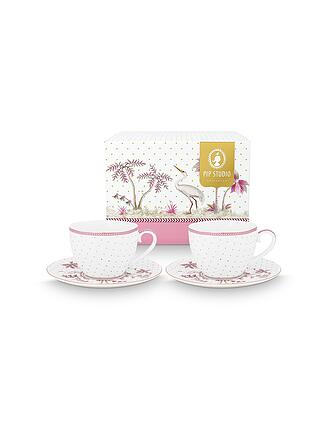 PIP STUDIO | Taza de capuchino con platillo, juego de 2, 120 ml JOLIE DOTS Oro/Rosa