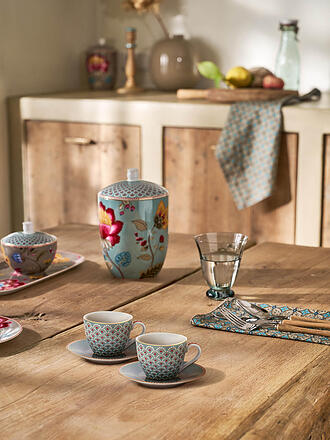 PIP STUDIO | Taza de espresso con platillo, juego de 2, 120 ml, BLOOMING TALES Blue