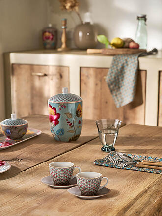 PIP STUDIO | Taza de espresso con platillo, juego de 2, 120 ml, BLOOMING TALES Khaki