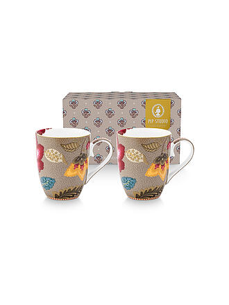 PIP STUDIO | Set de 2 tazas con asa 350 ml Large BLOOMING TALES Fantasy Khaki