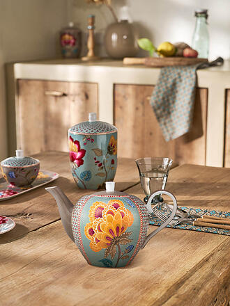 PIP STUDIO | Tetera grande 1600ml BLOOMING TALES Fantasy Khaki - Blue