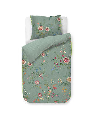 PIP STUDIO | Ropa de cama de percal EVERBLOMM 70x90cm/140x200cm Verde