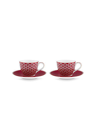 PIP STUDIO | Taza de espresso con platillo 2 piezas BLOOMING TALES 2x120ml Fantasy Darkred