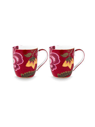 PIP STUDIO | Tazas con asa, 2 piezas. BLOOMING TALES 2x145ml Fantasy Darkred