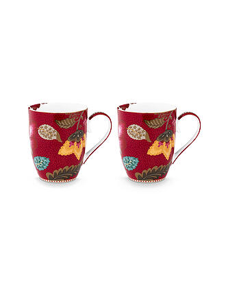 PIP STUDIO | Tazas con asa, 2 pzas. BLOOMING TALES 2x350ml Fantasy Darkred
