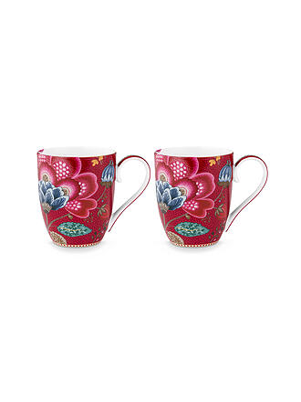 PIP STUDIO | Tazas con asa, 2 piezas. BLOOMING TALES 2x450ml Fantasy Rojo Oscuro