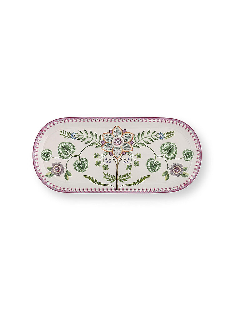 Tortera LILY & LOTUS 33x15,5cm Blanco hueso morado
