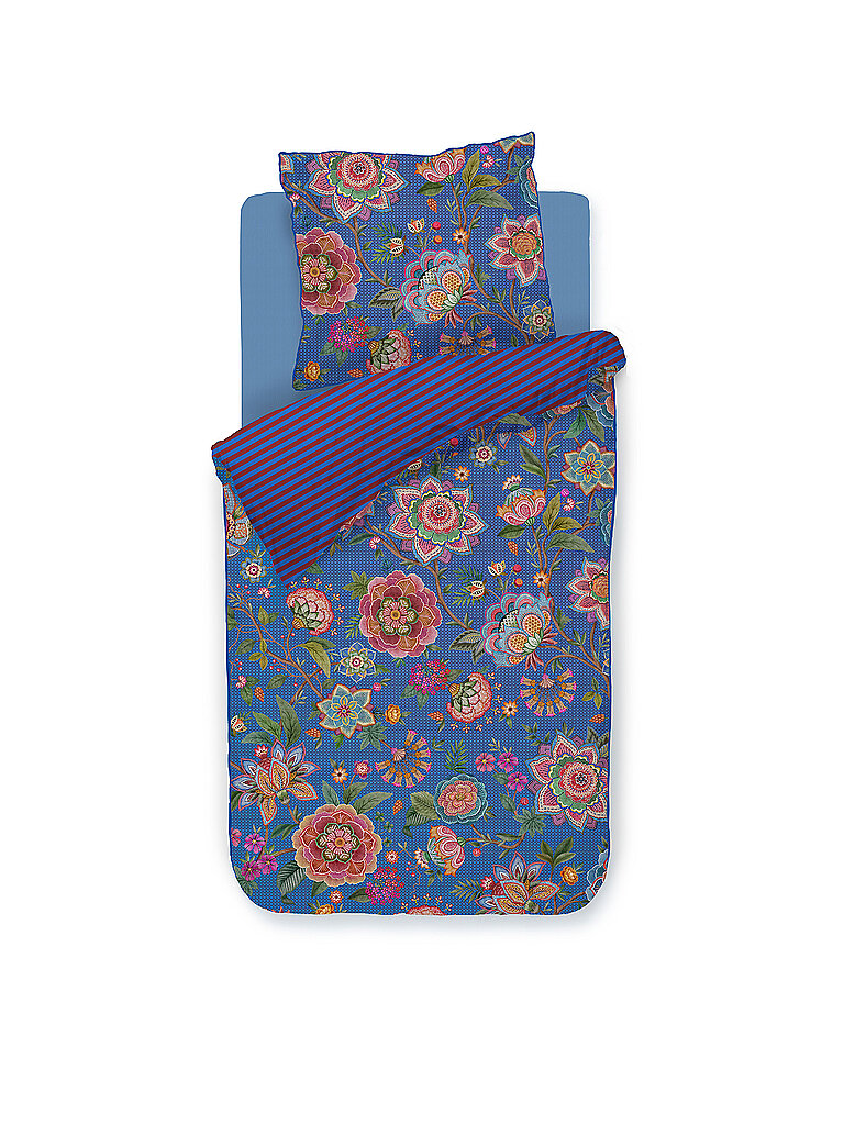 Percal Juego de cama BOMBAY BOLD 70x90cm/140x200cm Azul Oscuro azul oscuro