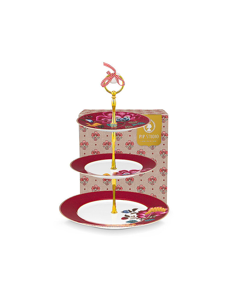 PiP Studio Etagere de 3 pisos BLOOMING TALES 21cm Fantasy Darkred rojo oscuro