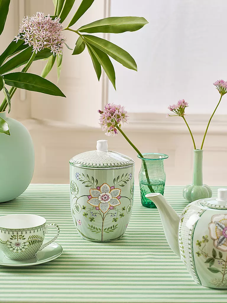 PIP STUDIO | Bote con tapa LILY & LOTUS 1,5l Verde claro | Verde claro
