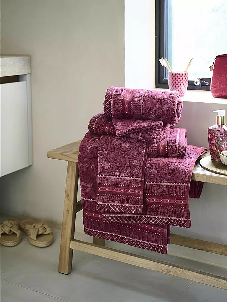 PIP STUDIO | Guante de baño JASMIN JACQUARD 16x22cm Rosa Oscuro | Baya