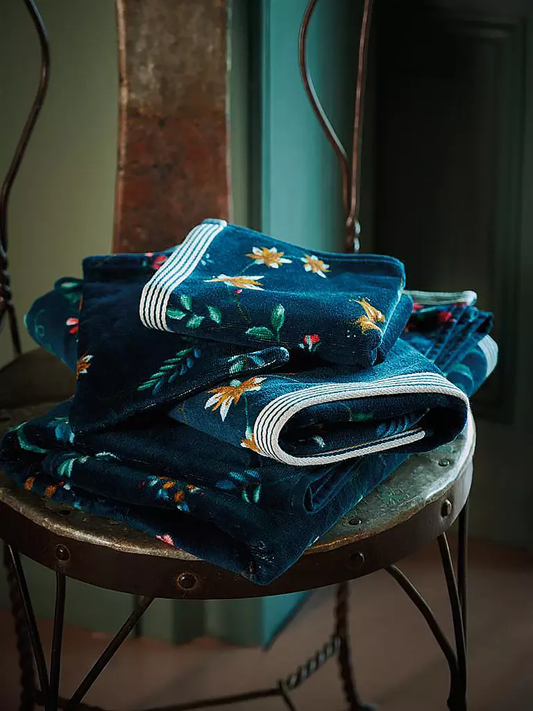 PIP STUDIO | Guante de baño LES FLEURS 16x22cm Azul Oscuro | Azul oscuro