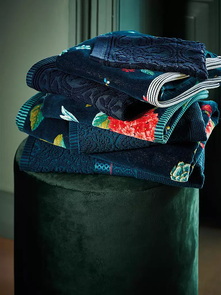 PIP STUDIO | Guante de baño LES FLEURS 16x22cm Azul Oscuro | Azul oscuro