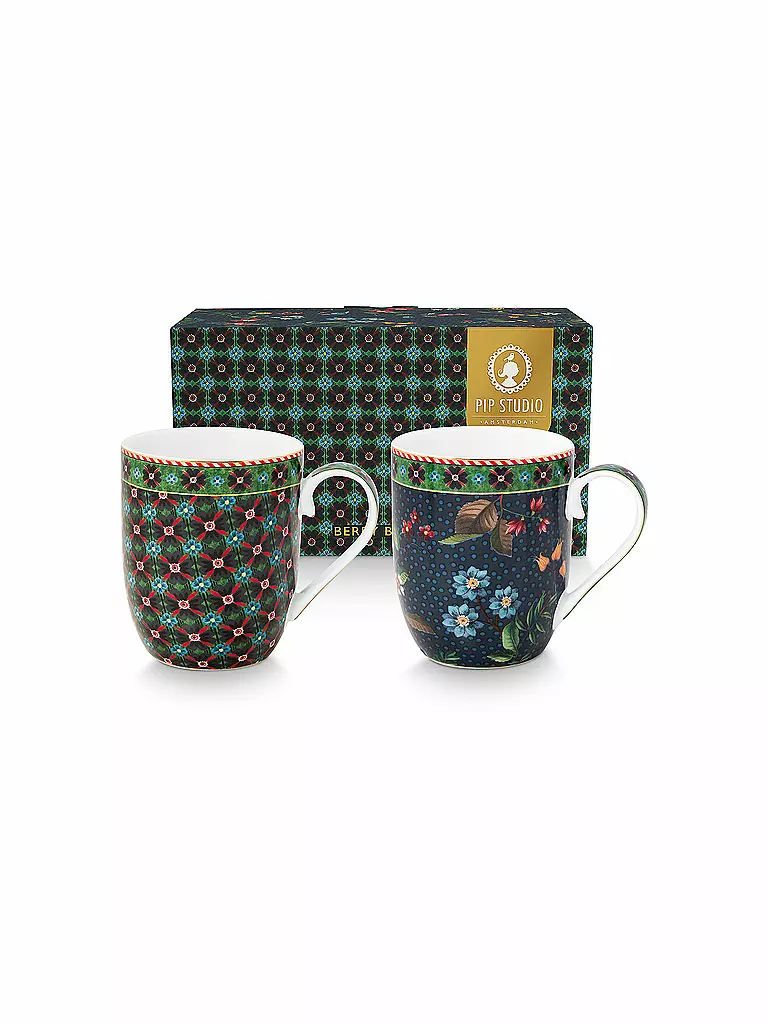 PIP STUDIO | Juego de 2 tazas con asa BERRY BLUES 145ml Small Blue | Azul oscuro