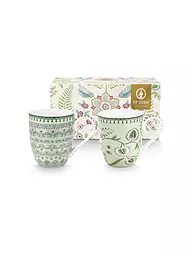 PIP STUDIO | Juego de 2 tazas con asa XLarge LILY & LOTUS 450ml | Verde claro