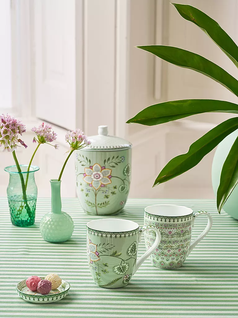 PIP STUDIO | Juego de 2 tazas con asa XLarge LILY & LOTUS 450ml Verde Claro | Verde claro