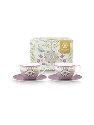 PIP STUDIO | Juego de 2 tazas de capuchino con platillos LILY & LOTUS 280ml Verde claro | Lila