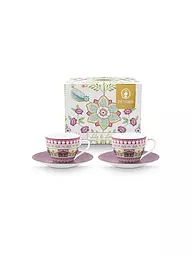 PIP STUDIO | Juego de 2 tazas de espresso con platillos LILY & LOTUS 120ml Verde claro | Lila