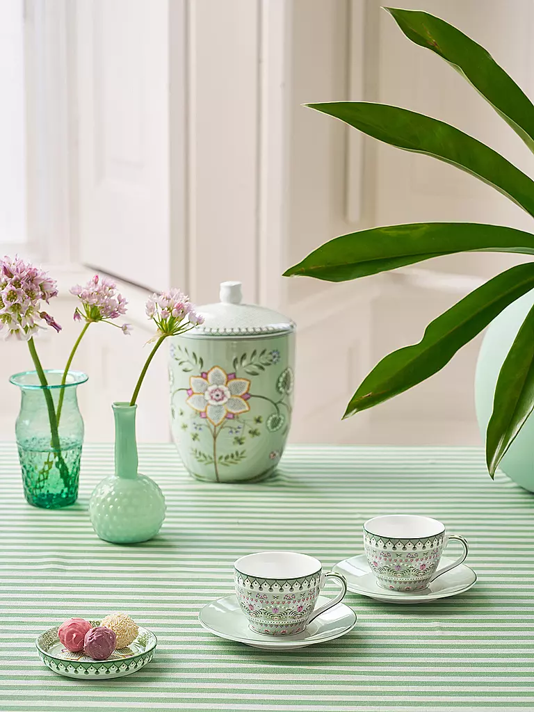 PIP STUDIO | Juego de 2 tazas de espresso con platillos LILY & LOTUS 120ml Verde claro | Verde claro