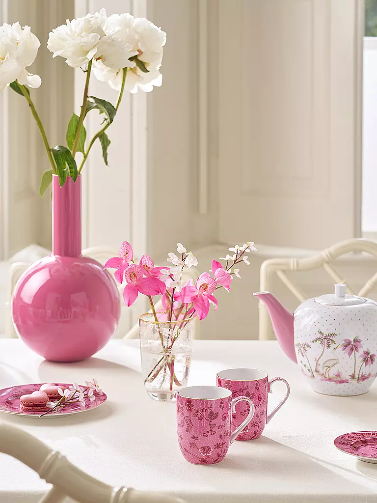 PIP STUDIO | Juego de 2 tazas pequeñas con asa de 145 ml JOLIE Flowers Pink | Fucsia