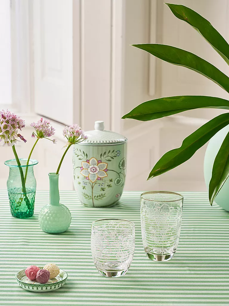 PIP STUDIO | Juego de 2 vasos de tubo de 400 ml Flower White | transparent