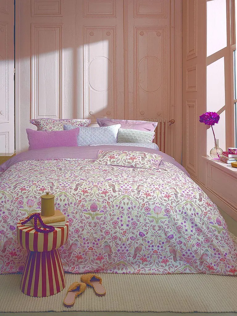 PIP STUDIO | Percal Bettwäsche GARDEN OF DOVE 70x90cm/140x200cm Blanco Roto | Crema