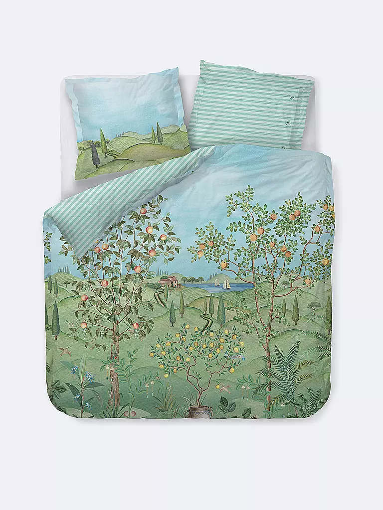 PIP STUDIO | Percal Bettwäsche LA CAMPAGNA 2x 70x90cm/200x200cm Verde | Verde