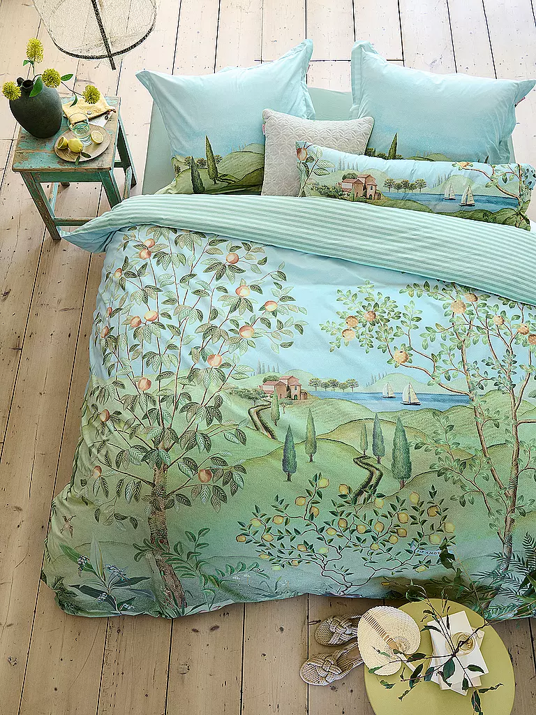 PIP STUDIO | Percal Bettwäsche LA CAMPAGNA 2x 70x90cm/200x200cm Verde | Verde