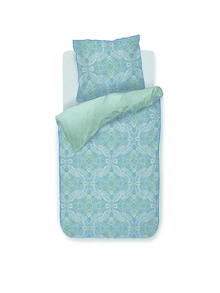 PIP STUDIO | Percal Bettwäsche MOON FLOWER 70x90cm/140x200cm Rosa Claro | Azul claro