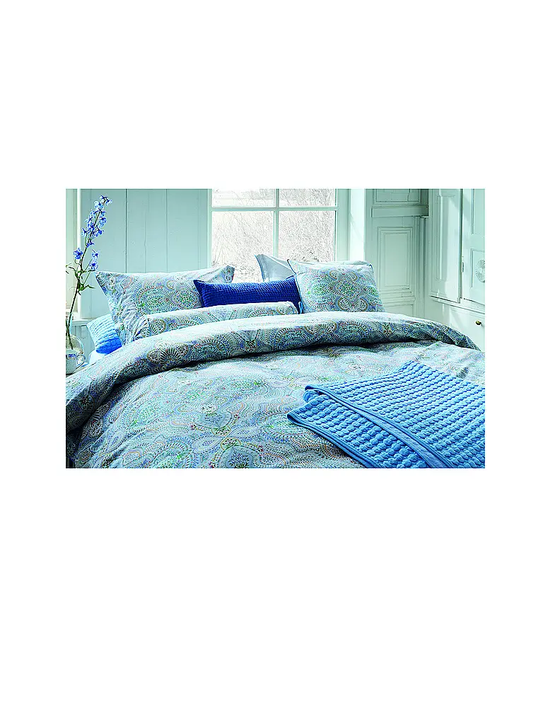 PIP STUDIO | Percal Bettwäsche MOON FLOWER 70x90cm/140x200cm Rosa Claro | Azul claro