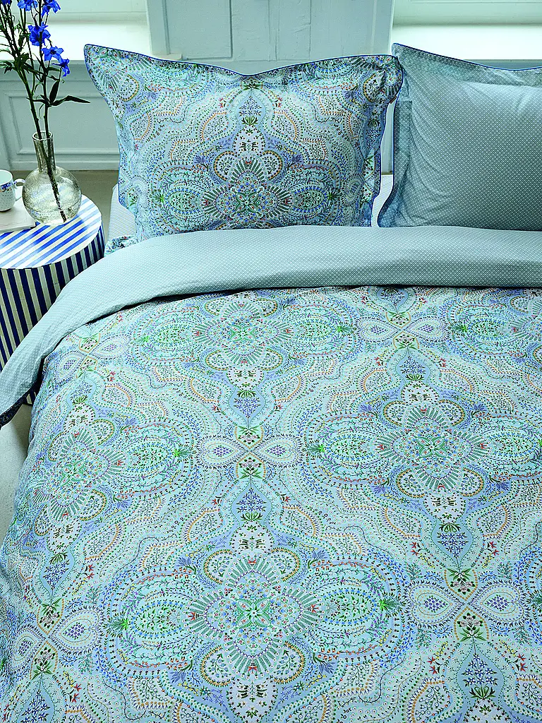 PIP STUDIO | Percal Bettwäsche MOON FLOWER 70x90cm/140x200cm Rosa Claro | Azul claro