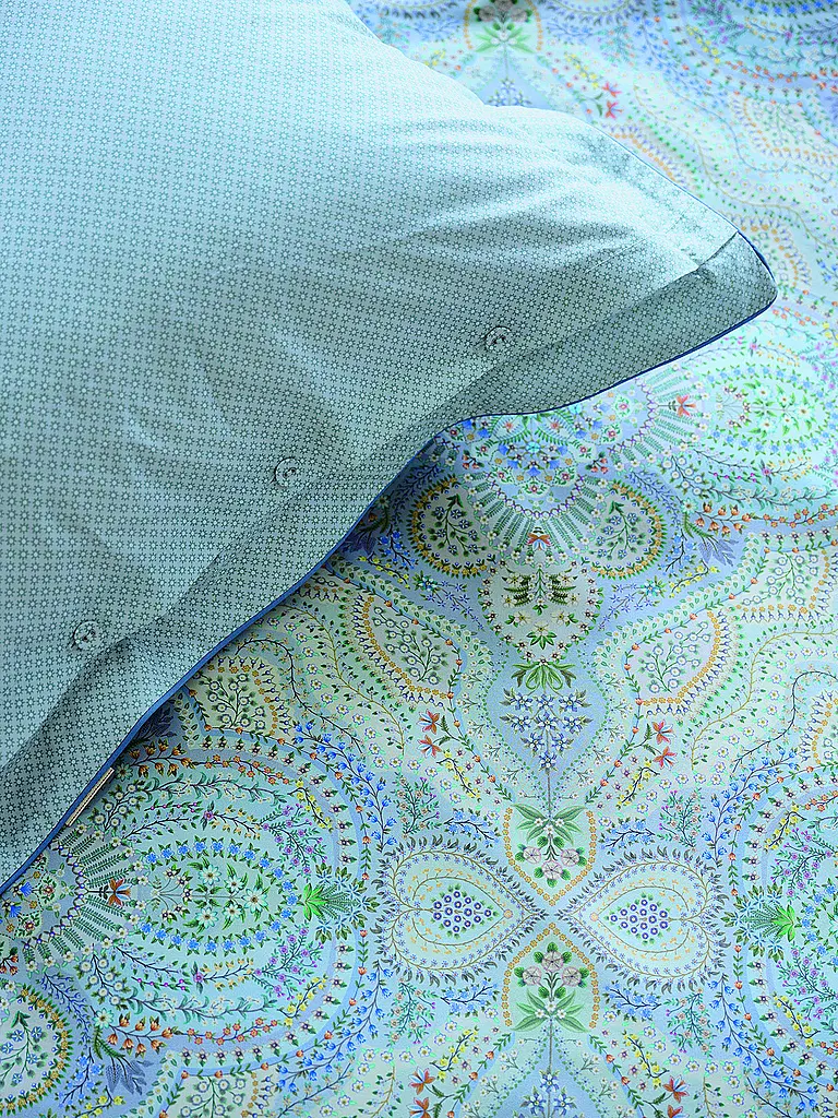 PIP STUDIO | Percal Bettwäsche MOON FLOWER 70x90cm/140x200cm Rosa Claro | Azul claro