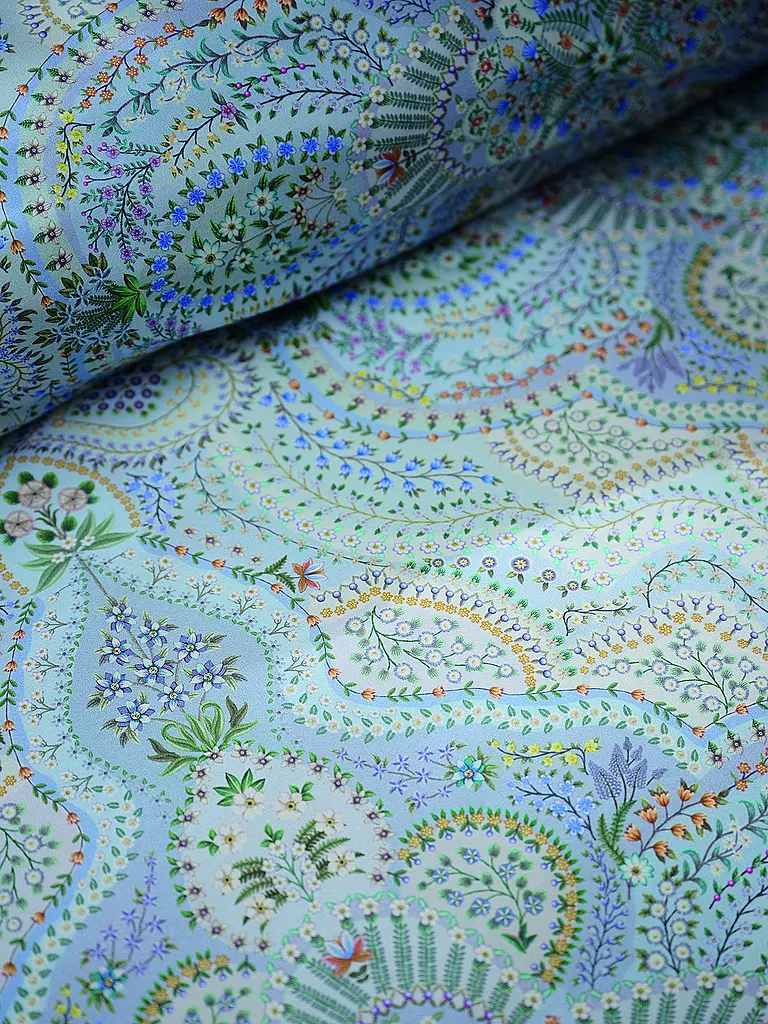 PIP STUDIO | Percal Bettwäsche MOON FLOWER 70x90cm/140x200cm Rosa Claro | Azul claro