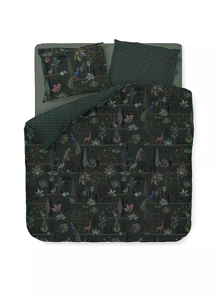 PIP STUDIO | Percal Juego de cama ALBERI 2x 70x90cm/200x200cm Verde Oscuro | Verde oscuro