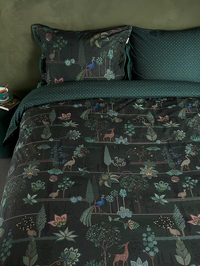 PIP STUDIO | Percal Juego de cama ALBERI 2x 70x90cm/200x200cm Verde Oscuro | 