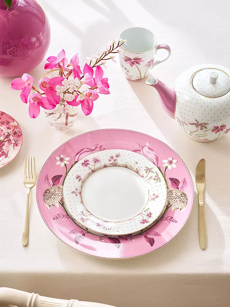 PIP STUDIO | Plato de desayuno 21cm JOLIE DOTS Oro/Rosa | Blanco
