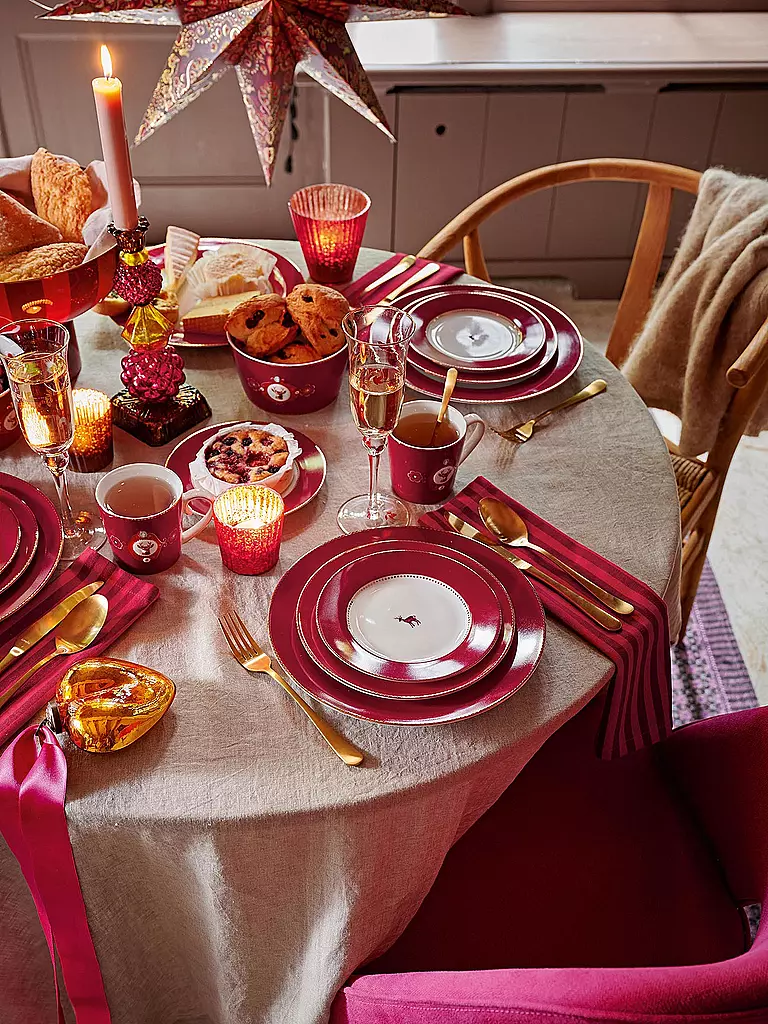 PIP STUDIO | Plato de postre 17cm LOVE BIRDS Rojo Oscuro | Rojo oscuro