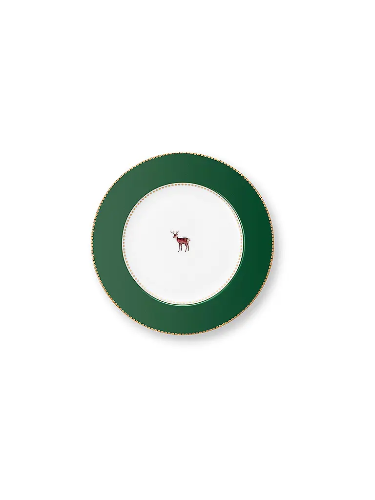 PIP STUDIO | Plato de postre 17cm LOVE BIRDS Verde oscuro | Verde oscuro
