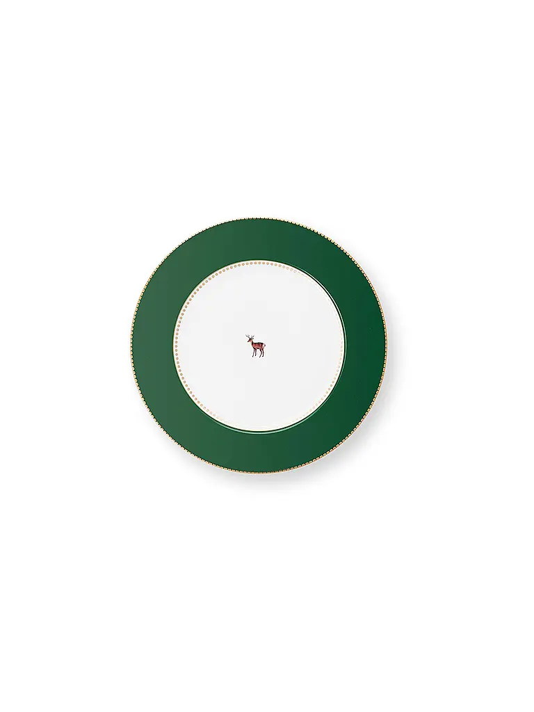 PIP STUDIO | Plato llano de 26,5 cm LOVE BIRDS verde oscuro | Verde oscuro