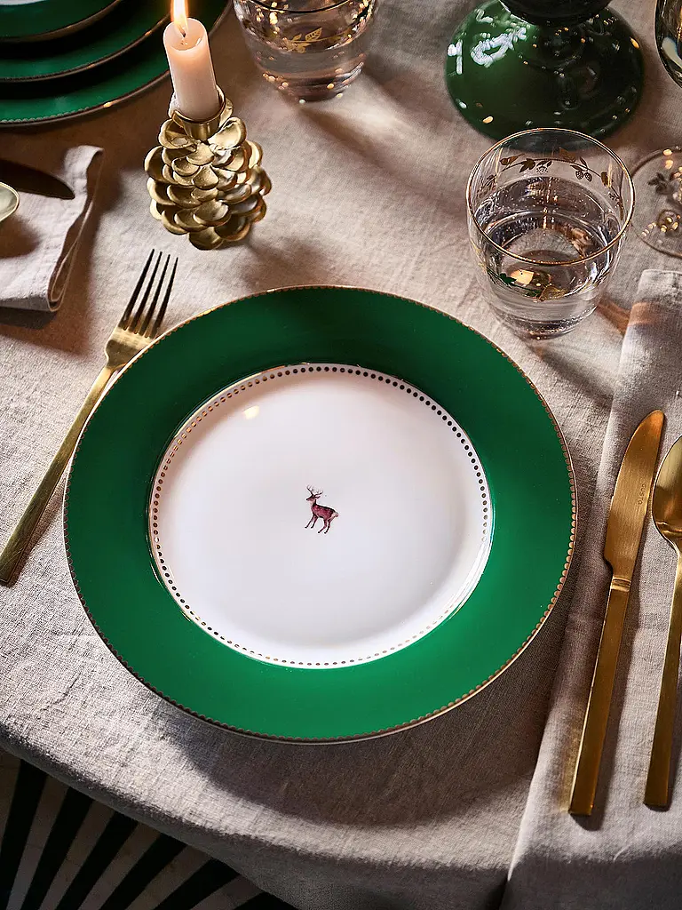 PIP STUDIO | Plato llano de 26,5 cm LOVE BIRDS verde oscuro | Verde oscuro