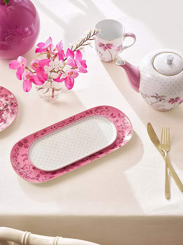 PIP STUDIO | Plato pequeño 25x12cm JOLIE DOTS Oro/Rosa | Blanco