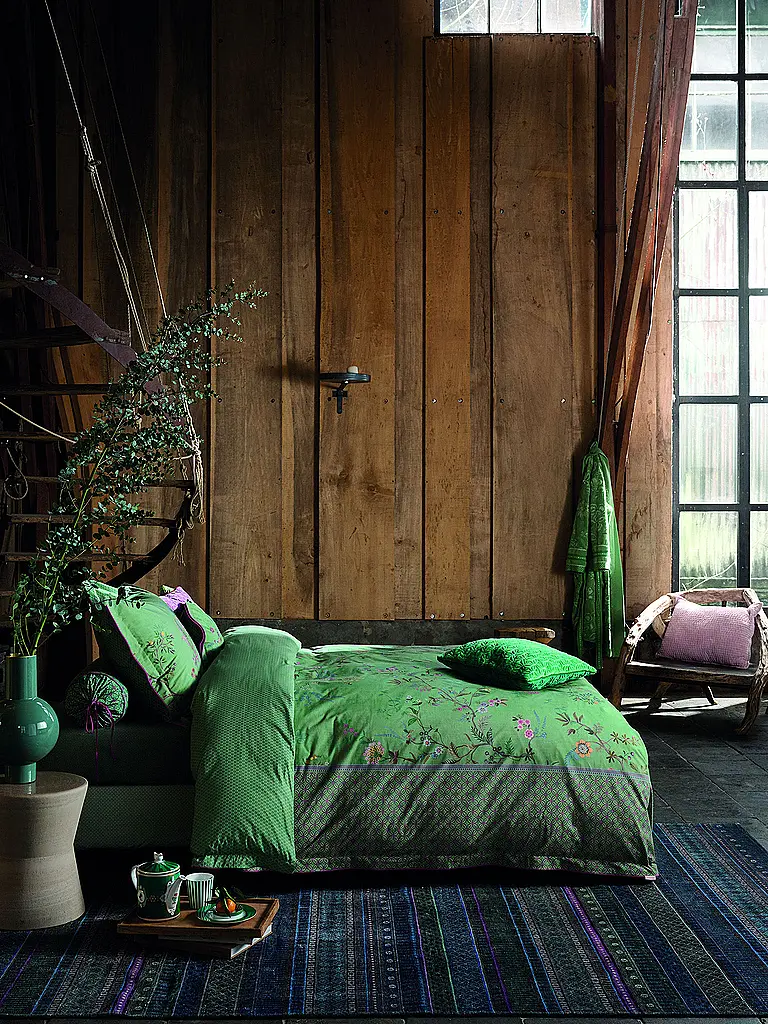 PIP STUDIO | Ropa de cama de percal BUSTANI 70x90cm/140x200cm Verde | Verde oscuro